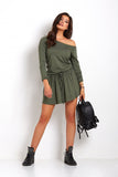 Sporty Mini Dress with Frill and Adjustable Belt