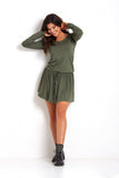 Sporty Mini Dress with Frill and Adjustable Belt