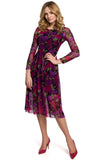 Floral Mesh Dress with Flared Crinkled Bottom