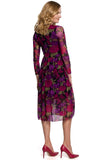 Floral Mesh Dress with Flared Crinkled Bottom