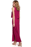 Flowing Frilled Dress with Thigh-High Slit and Zipper