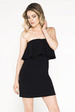 Elegant Knee Length Dress with Decorative Frill Detail