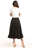 Asymmetrical Midi Skirt with Frill Hem Detail