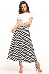 1950s Inspired Midi Skirt with Decorative Zip Detail - black / S