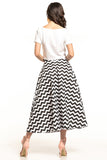 1950s Inspired Midi Skirt with Decorative Zip Detail