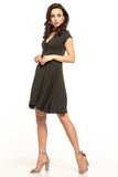 Lightweight V-Neck Midi Dress with Flared Bottom