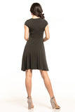 Lightweight V-Neck Midi Dress with Flared Bottom