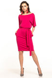 Cozy Cotton Knit Midi Dress with Decorative Belt