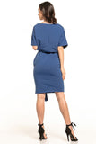 Cozy Cotton Knit Midi Dress with Boat Neckline & Belt