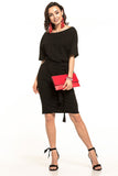 Cozy Cotton Knit Midi Dress with Boat Neckline & 3/4 Sleeves