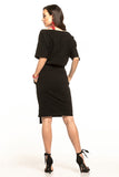 Cozy Cotton Knit Midi Dress with Boat Neckline & 3/4 Sleeves