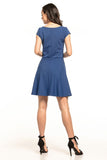 Cozy Cotton Knit Midi Dress with Boat Neckline & Short Sleeves