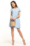 Chic Mini Dress with Boat Neckline and Short Sleeves