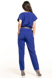 Elegant Short-Sleeved Jumpsuit with Pockets and Neckline