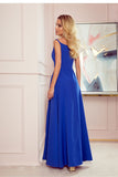 Elegant Cornflower Blue Maxi Dress with Slit and Straps
