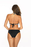 Colorful Butterfly Print Push-Up Swimsuit with Stripes