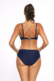 Elegant Two-Piece Swimsuit with Gold-Framed Bra Design
