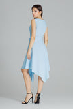 Airy Sleeveless Midi Dress with Tie Belt & Asymmetrical Hem