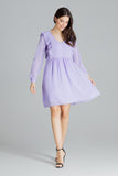 Purple Flowy Chiffon Midi Dress with Ruffled Sleeves