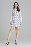Elegant Midi Dress with Long Mesh Sleeves and Pockets
