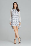 Elegant Midi Dress with Long Mesh Sleeves and Pockets
