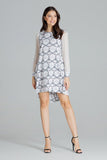 Elegant Midi Dress with Long Mesh Sleeves and Pockets