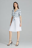 Patterned Short Shirt with Heart Neckline and Tie Detail