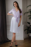 Purple Heart Neckline Buttoned Short Shirt with Binding