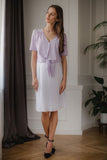 Purple Heart Neckline Buttoned Short Shirt with Binding