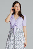 Purple Heart Neckline Buttoned Short Shirt with Binding