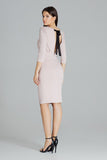 Feminine Fitted Midi Dress with Long Sleeves and Zip Back
