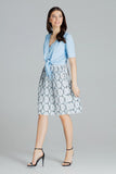 Pleated Midi Skirt with Rubber Waistband and Patterned Design