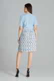 Pleated Midi Skirt with Rubber Waistband and Patterned Design