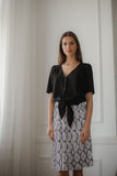 Pleated Midi Skirt with Elastic Waistband Pattern Design
