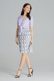 Pleated Midi Skirt with Elastic Waistband Pattern Design