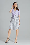 Pleated Midi Skirt with Elastic Waistband Pattern Design