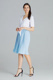 Blue Pleated Midi Skirt with Elastic Waistband