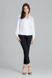 Classic White Frill Hem Shirt with Pleated Cuffs