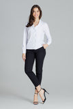 Classic White Frill Hem Shirt with Pleated Cuffs