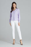 Classic Purple Heart Neckline Shirt with Frill Hem