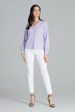 Classic Purple Heart Neckline Shirt with Frill Hem