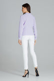 Classic Purple Heart Neckline Shirt with Frill Hem