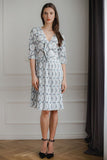Spring Midi Dress with Kimono Sleeves and Pleated Bottom