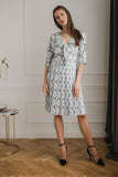 Spring Midi Dress with Kimono Sleeves and Pleated Bottom