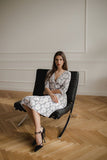 Spring Midi Dress with Kimono Sleeves and V Neckline
