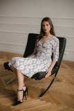 Spring Midi Dress with Kimono Sleeves and V Neckline