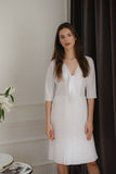 Light Airy Midi Dress with Kimono Sleeves and Pleated Bottom