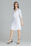 Light Airy Midi Dress with Kimono Sleeves and Pleated Bottom