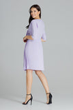 Purple Midi Dress with Kimono Sleeves and V Neckline