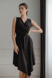 Lightweight Sleeveless Midi Dress with Tie Belt